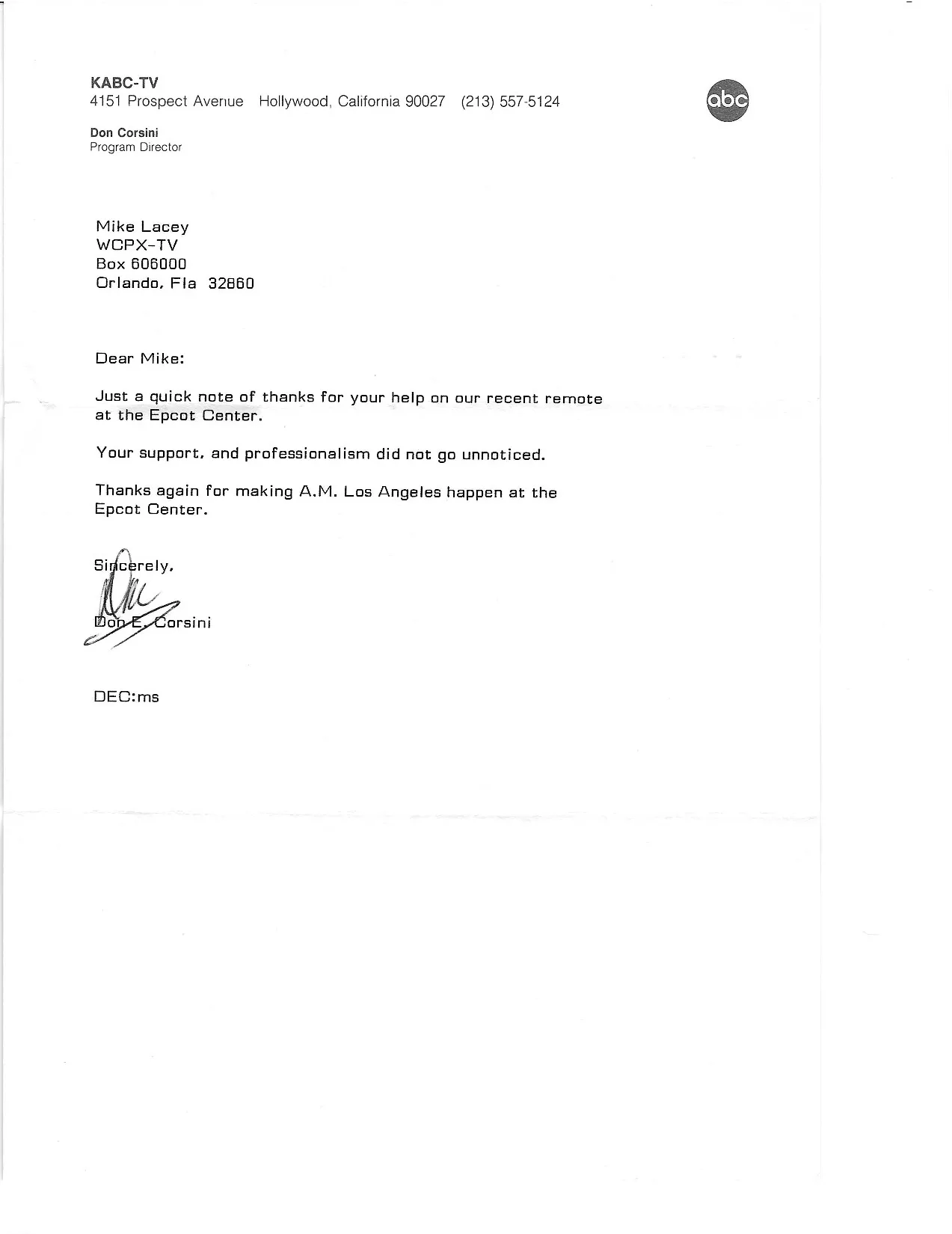 AM Los Angeles letter