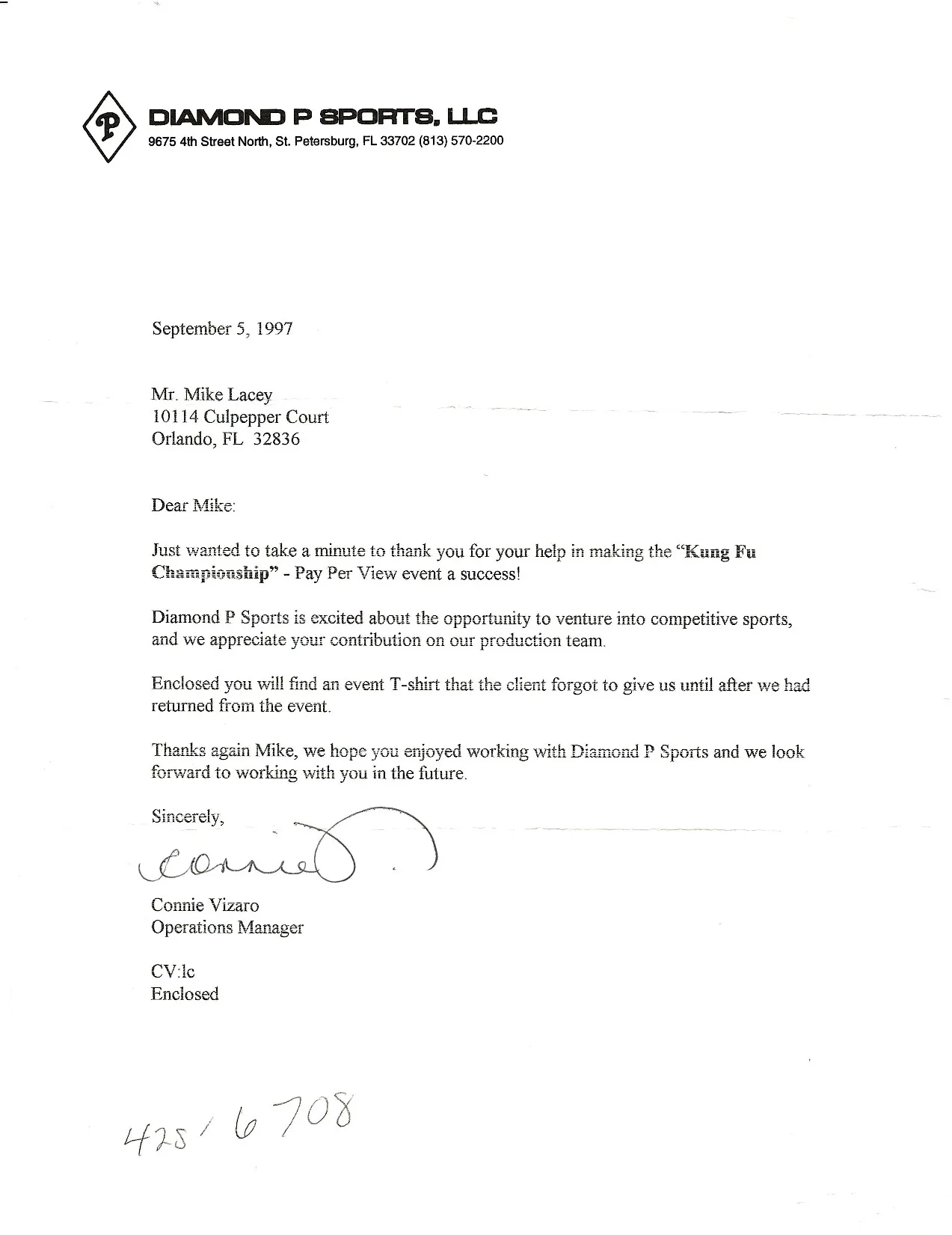 Diamond P Sports letter