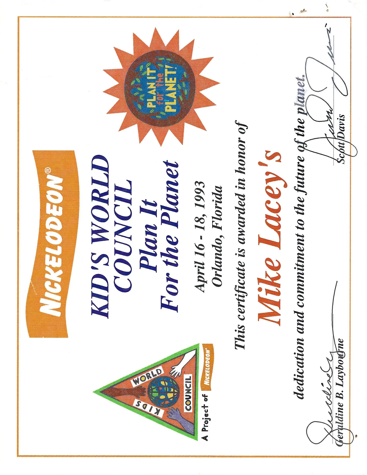 Kids World Council letter